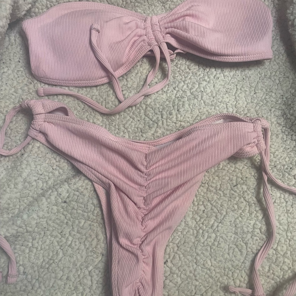 Pink Ribbed Bikini Set - Picture 2 of 2